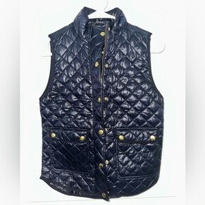 J. Crew NEW Women’s Quilted Navy Vest with Gold detail Sz XS (P)